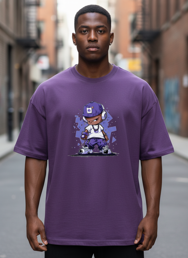 Anngi Urban Cool Kid Graphic Tee | Purple Hip Hop Street Style