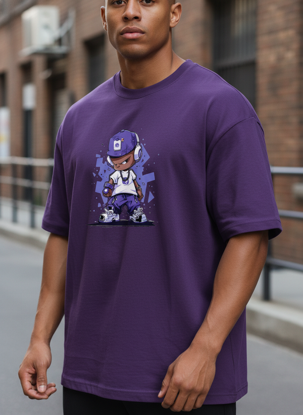 Anngi Urban Cool Kid Graphic Tee | Purple Hip Hop Street Style