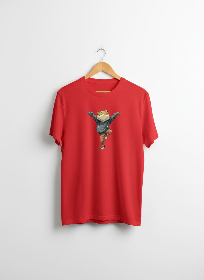 Anngi Red Yoga Frog Graphic Tee