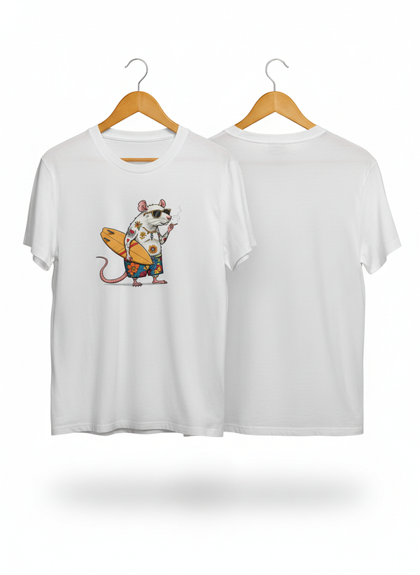 Anngi Cool Surfer Mouse White Tee