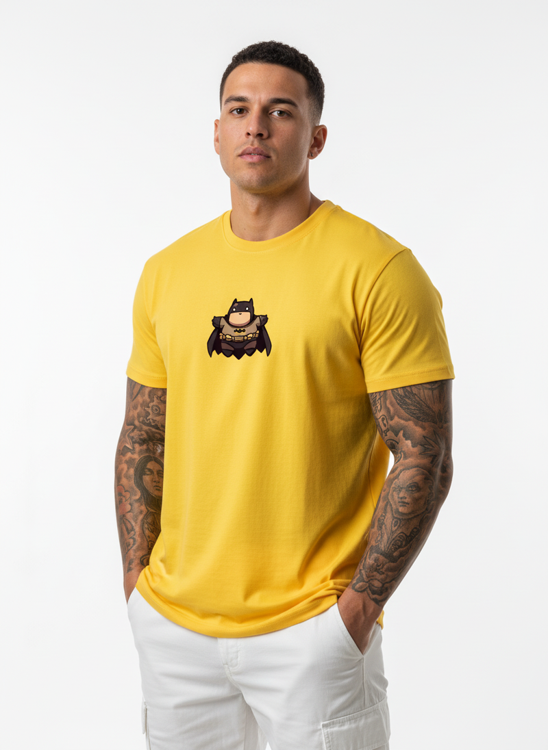 Anngi Cute Superhero Yellow Cotton Tee